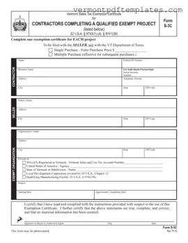 Printable S 3C Vermont Template