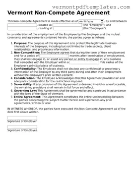 Non-compete Agreement Template for Vermont State